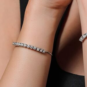 1.6ct Diamond Tennis Adjustable Bracelet Women Moissanite Anniversary Gift